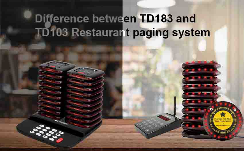 The difference between the TD183 and TD103 restaurant paging system?