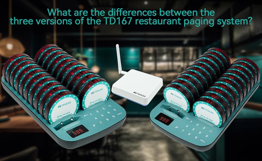 What are the differences between the three versions of the TD167 restaurant paging system?