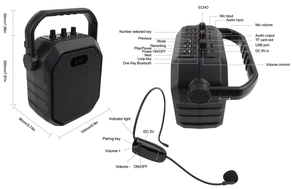 Retekess small portable pa system functions